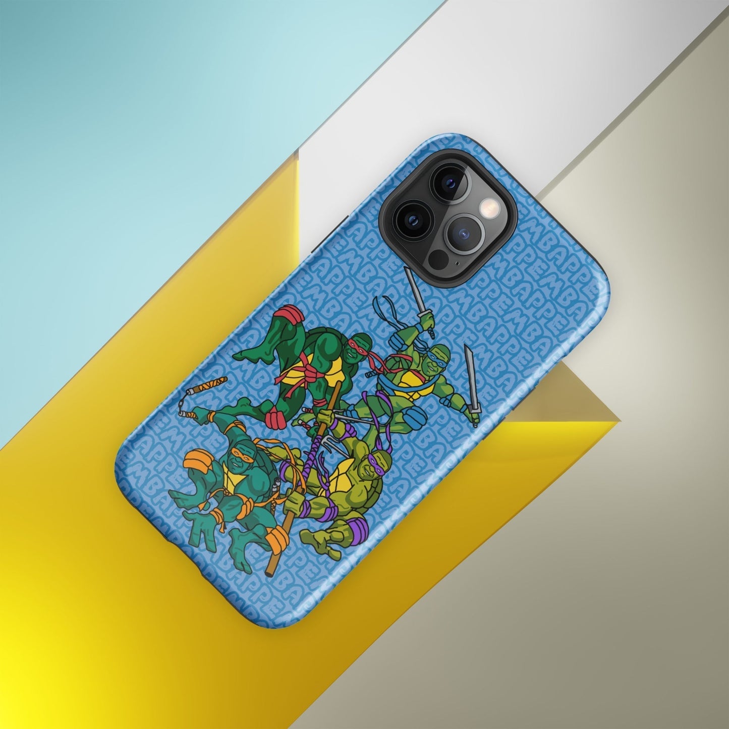 Kylian Mbappe Ninja Turtles funny football/ soccer meme Tough Case for iPhone® blue Glossy iPhone 12 Pro Max Mobile Phone Cases Football Kylian Mbappe Ninja Turtles PSG Real Madrid Next Cult Brand