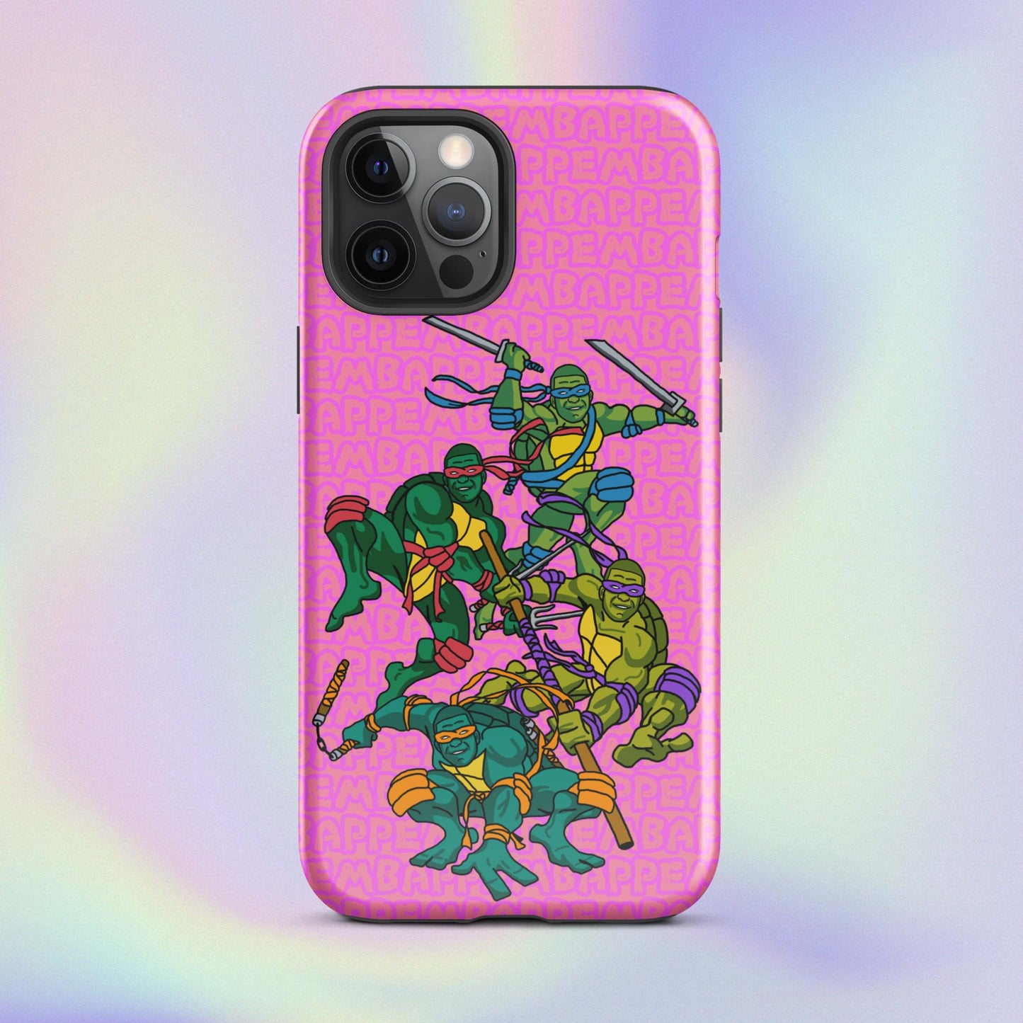 Kylian Mbappe Ninja Turtles funny football/ soccer meme Tough Case for iPhone® pink Glossy iPhone 12 Pro Max Mobile Phone Cases Football Kylian Mbappe Ninja Turtles PSG Real Madrid Next Cult Brand
