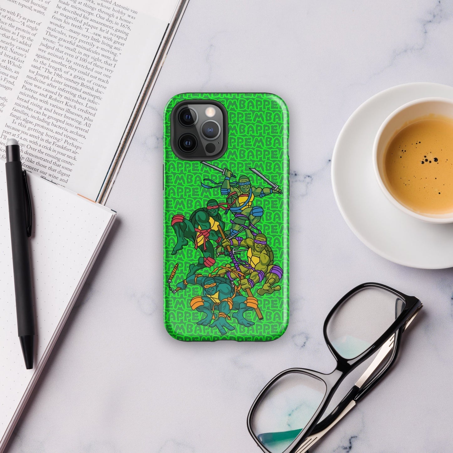 Kylian Mbappe Ninja Turtles funny football/ soccer meme Tough Case for iPhone® green Glossy iPhone 12 Pro Max Mobile Phone Cases Football Kylian Mbappe Ninja Turtles PSG Real Madrid Next Cult Brand