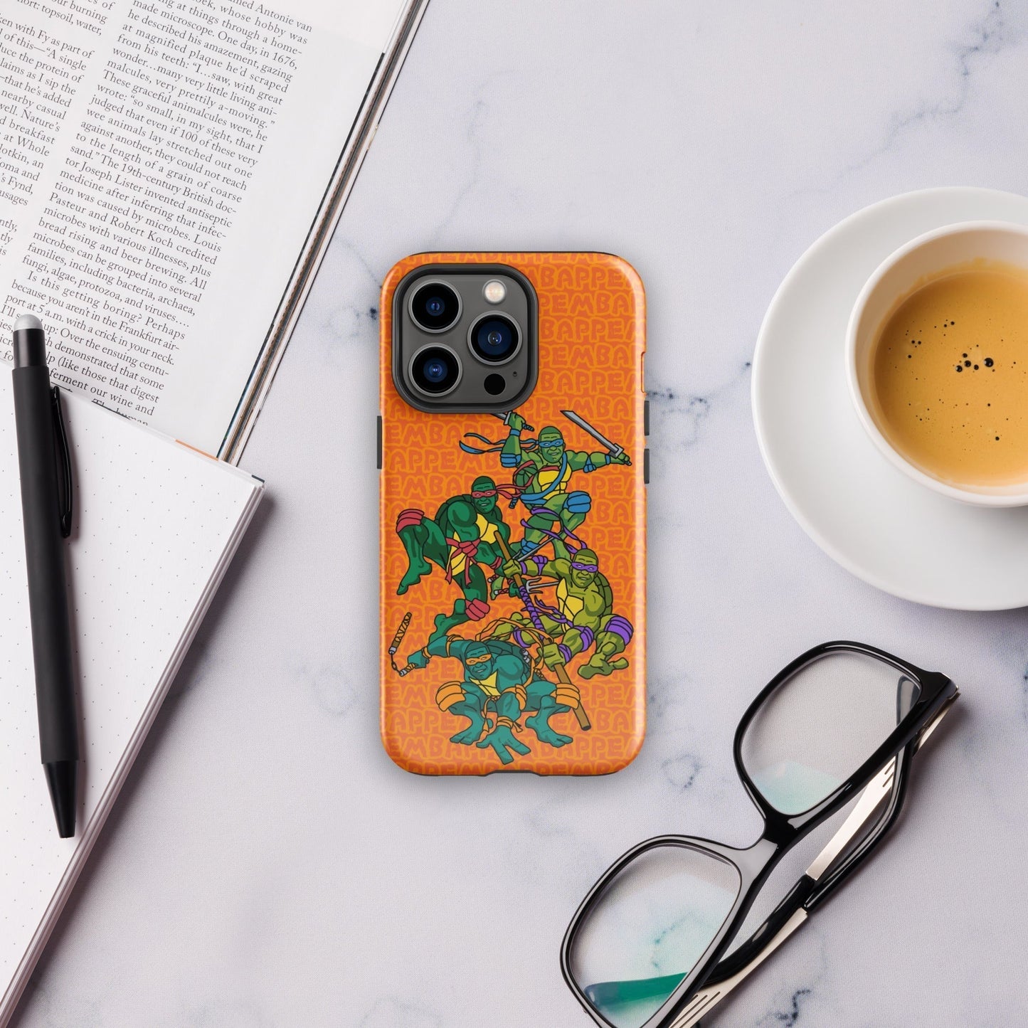 Kylian Mbappe Ninja Turtles funny football/ soccer meme Tough Case for iPhone® orange Glossy iPhone 13 Pro Mobile Phone Cases Football Kylian Mbappe Ninja Turtles PSG Real Madrid Next Cult Brand
