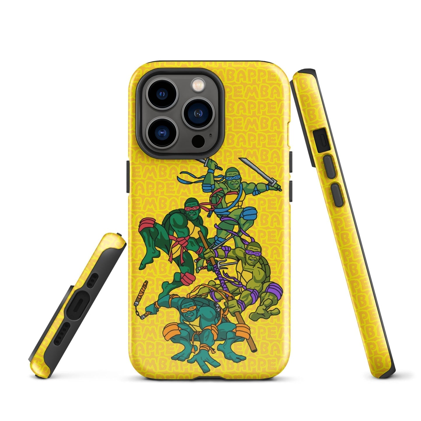 Kylian Mbappe Ninja Turtles funny football/ soccer meme Tough Case for iPhone® yellow Glossy iPhone 13 Pro Mobile Phone Cases Football Kylian Mbappe Ninja Turtles PSG Real Madrid Next Cult Brand
