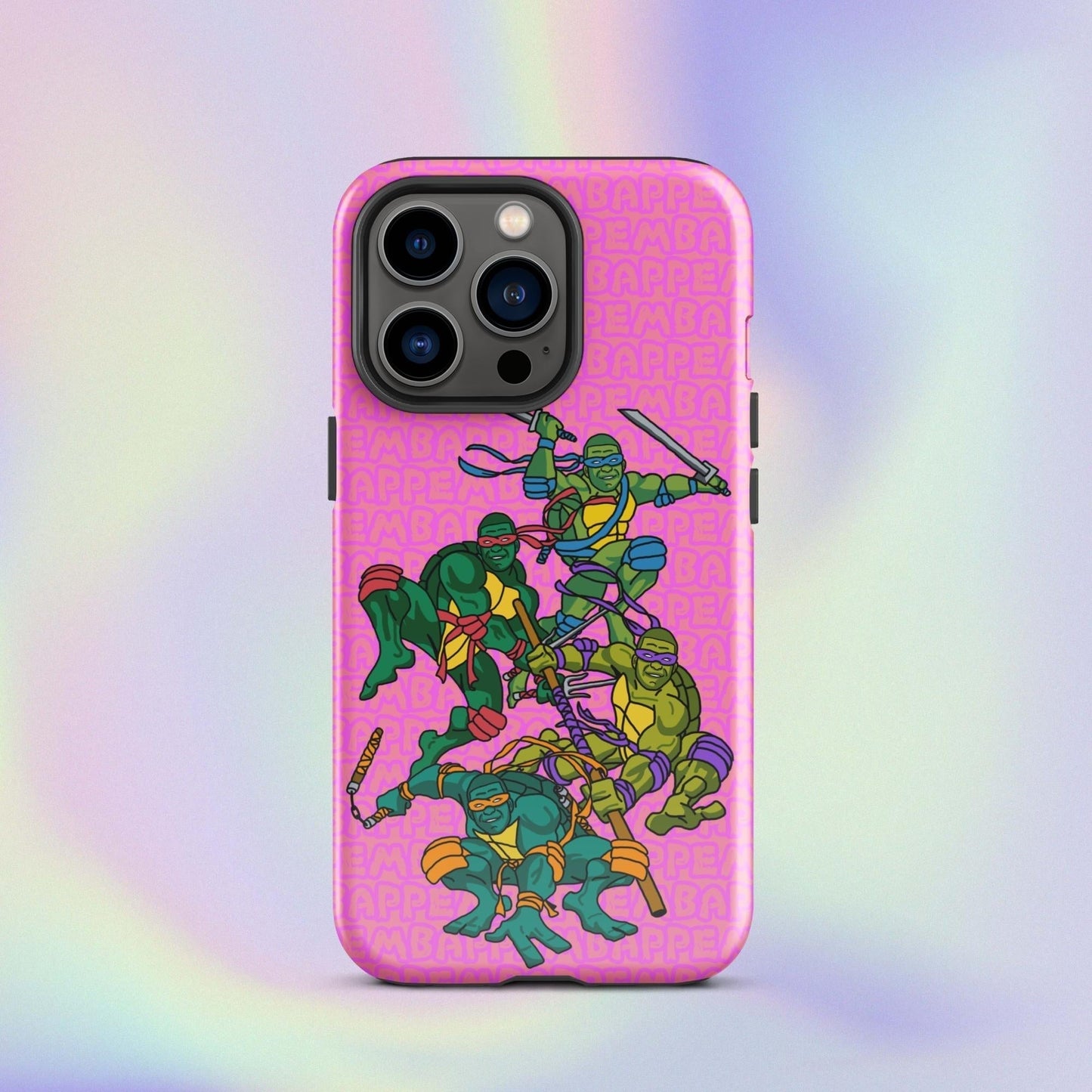 Kylian Mbappe Ninja Turtles funny football/ soccer meme Tough Case for iPhone® pink Glossy iPhone 13 Pro Mobile Phone Cases Football Kylian Mbappe Ninja Turtles PSG Real Madrid Next Cult Brand