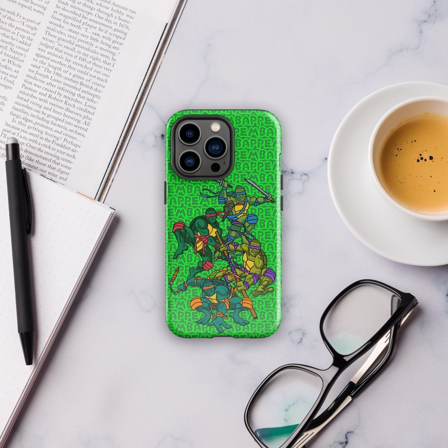 Kylian Mbappe Ninja Turtles funny football/ soccer meme Tough Case for iPhone® green Glossy iPhone 13 Pro Mobile Phone Cases Football Kylian Mbappe Ninja Turtles PSG Real Madrid Next Cult Brand