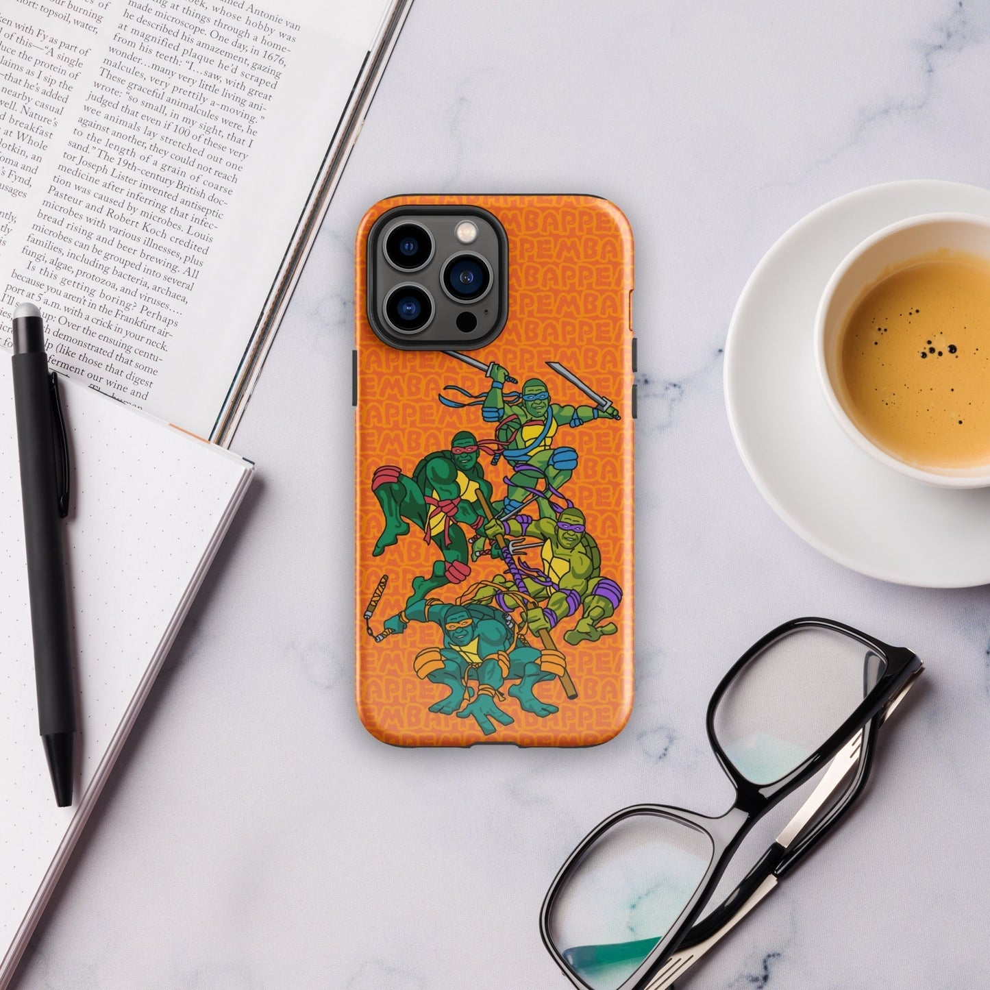 Kylian Mbappe Ninja Turtles funny football/ soccer meme Tough Case for iPhone® orange Glossy iPhone 13 Pro Max Mobile Phone Cases Football Kylian Mbappe Ninja Turtles PSG Real Madrid Next Cult Brand
