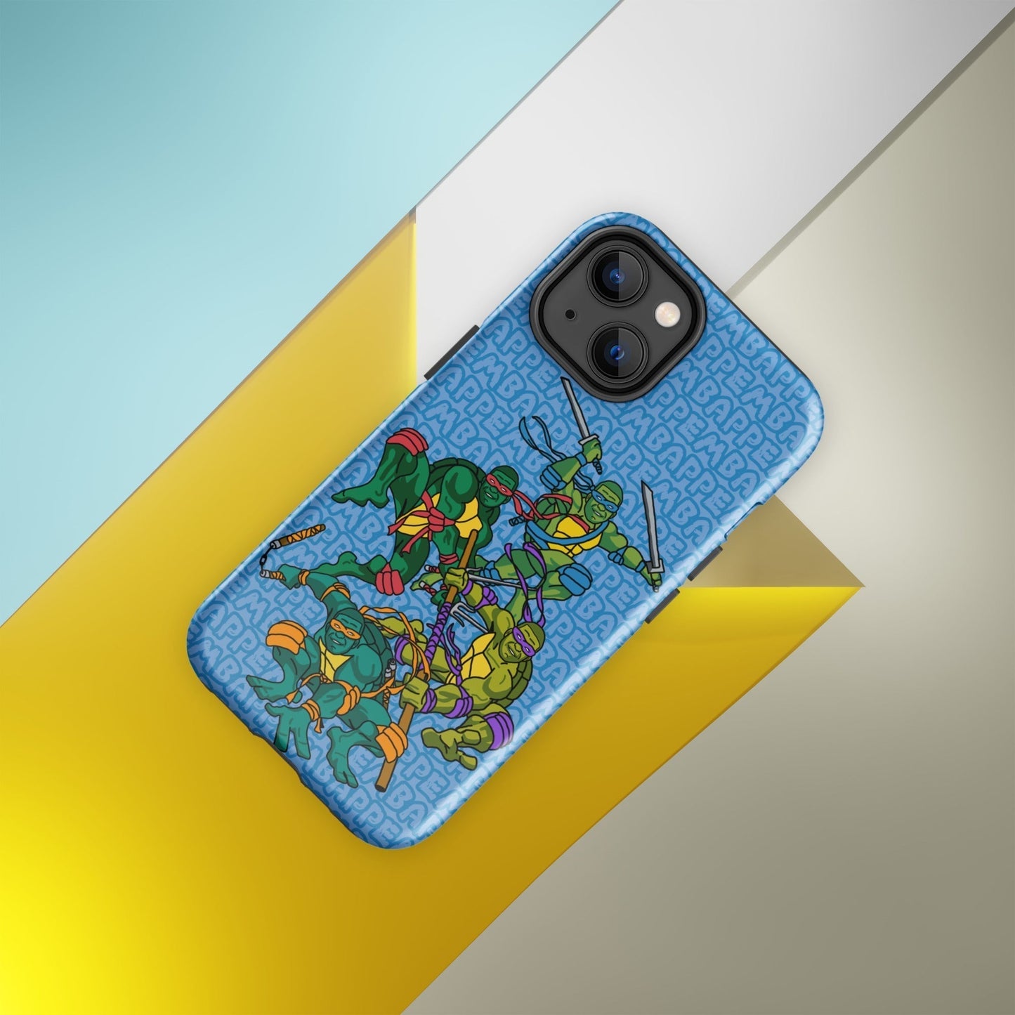 Kylian Mbappe Ninja Turtles funny football/ soccer meme Tough Case for iPhone® blue Glossy iPhone 14 Mobile Phone Cases Football Kylian Mbappe Ninja Turtles PSG Real Madrid Next Cult Brand