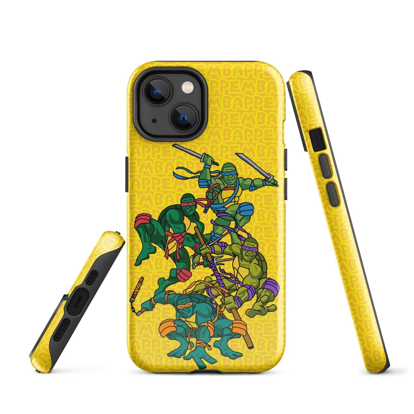 Kylian Mbappe Ninja Turtles funny football/ soccer meme Tough Case for iPhone® yellow Glossy iPhone 14 Mobile Phone Cases Football Kylian Mbappe Ninja Turtles PSG Real Madrid Next Cult Brand