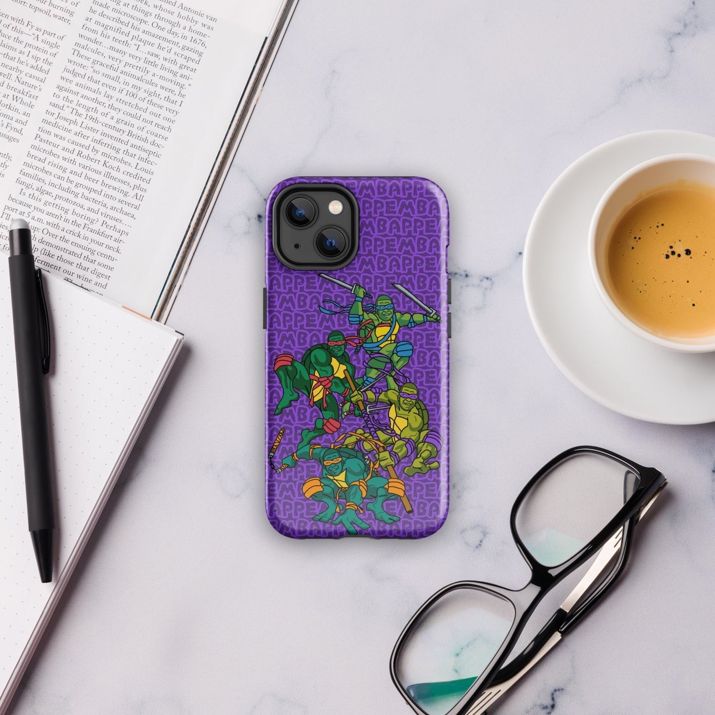 Kylian Mbappe Ninja Turtles funny football/ soccer meme Tough Case for iPhone® purple Glossy iPhone 14 Mobile Phone Cases Football Kylian Mbappe Ninja Turtles PSG Real Madrid Next Cult Brand
