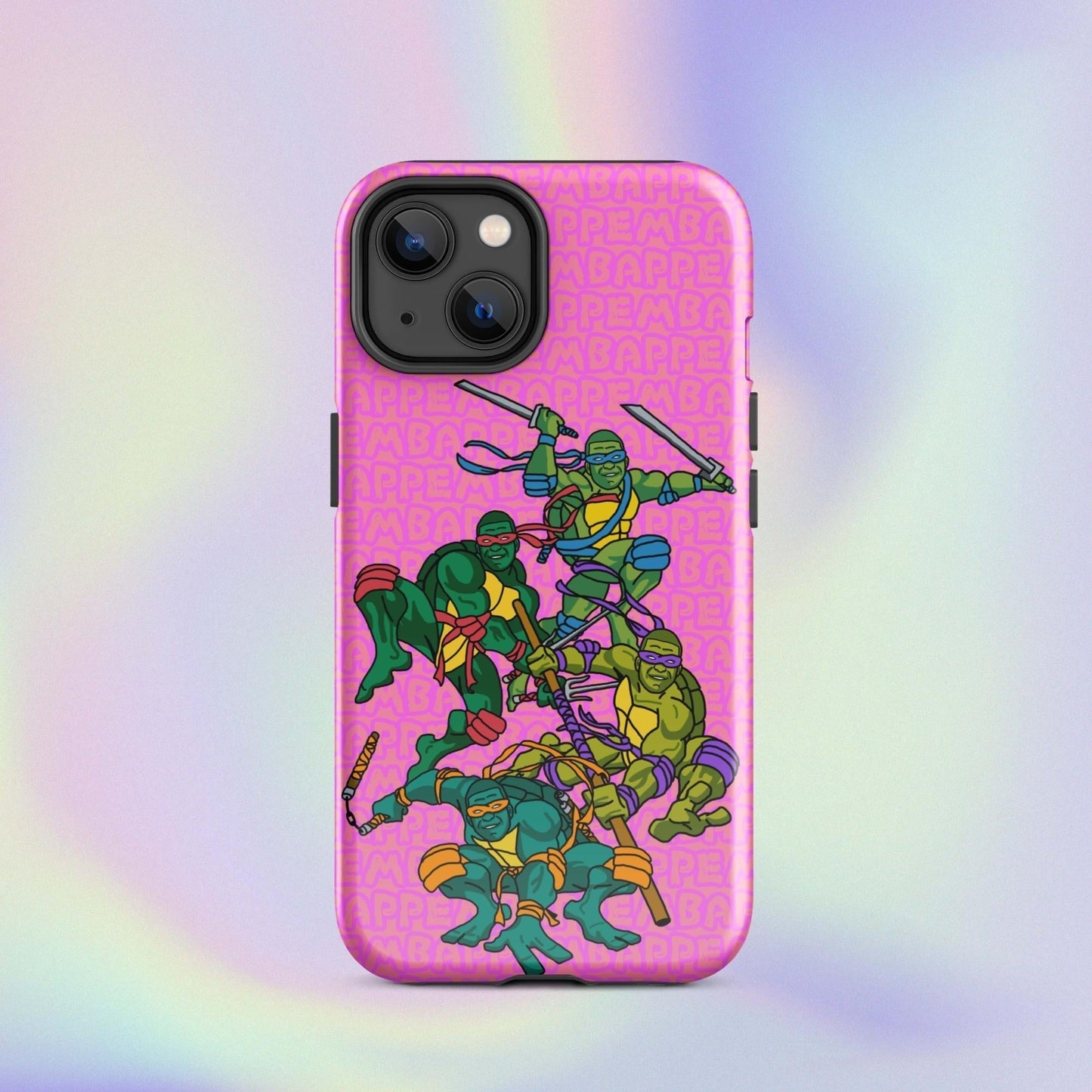 Kylian Mbappe Ninja Turtles funny football/ soccer meme Tough Case for iPhone® pink Glossy iPhone 14 Mobile Phone Cases Football Kylian Mbappe Ninja Turtles PSG Real Madrid Next Cult Brand