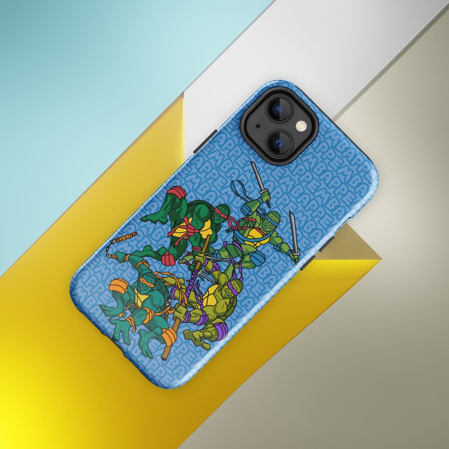 Kylian Mbappe Ninja Turtles funny football/ soccer meme Tough Case for iPhone® blue Glossy iPhone 14 Plus Mobile Phone Cases Football Kylian Mbappe Ninja Turtles PSG Real Madrid Next Cult Brand