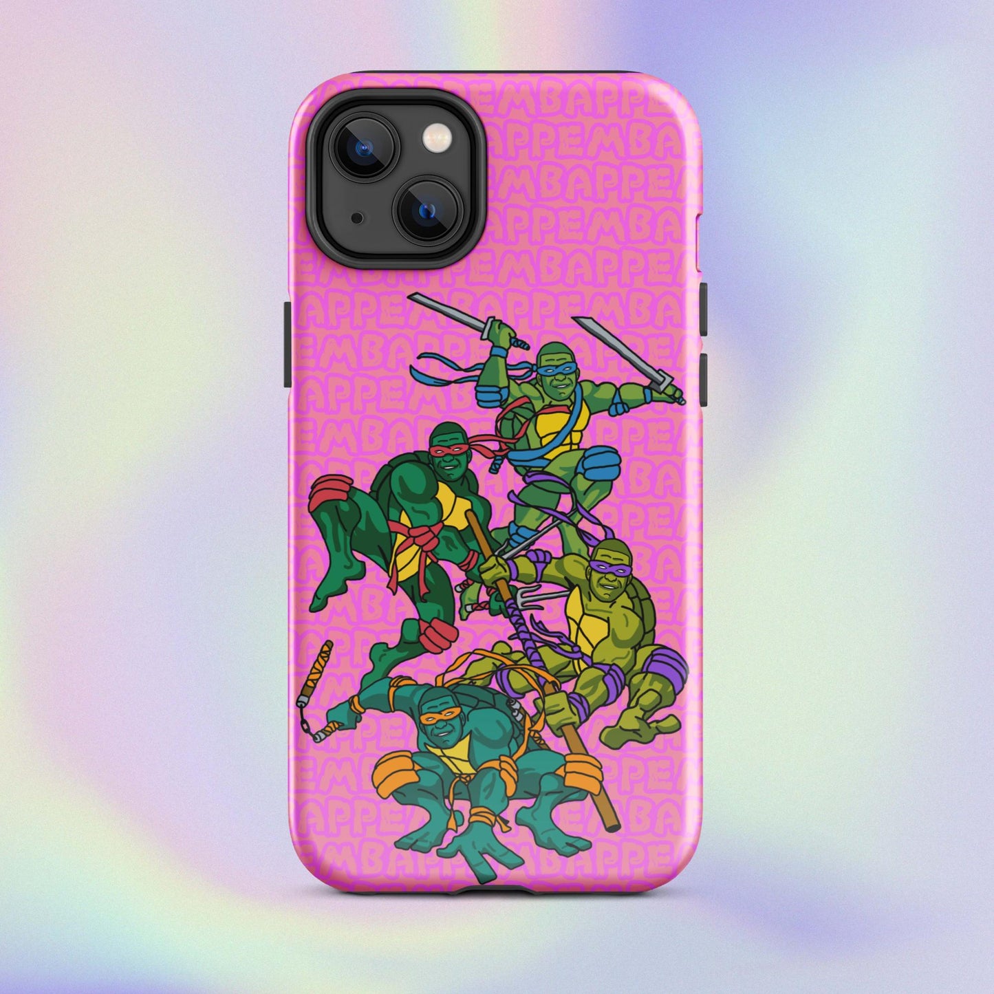Kylian Mbappe Ninja Turtles funny football/ soccer meme Tough Case for iPhone® pink Glossy iPhone 14 Plus Mobile Phone Cases Football Kylian Mbappe Ninja Turtles PSG Real Madrid Next Cult Brand