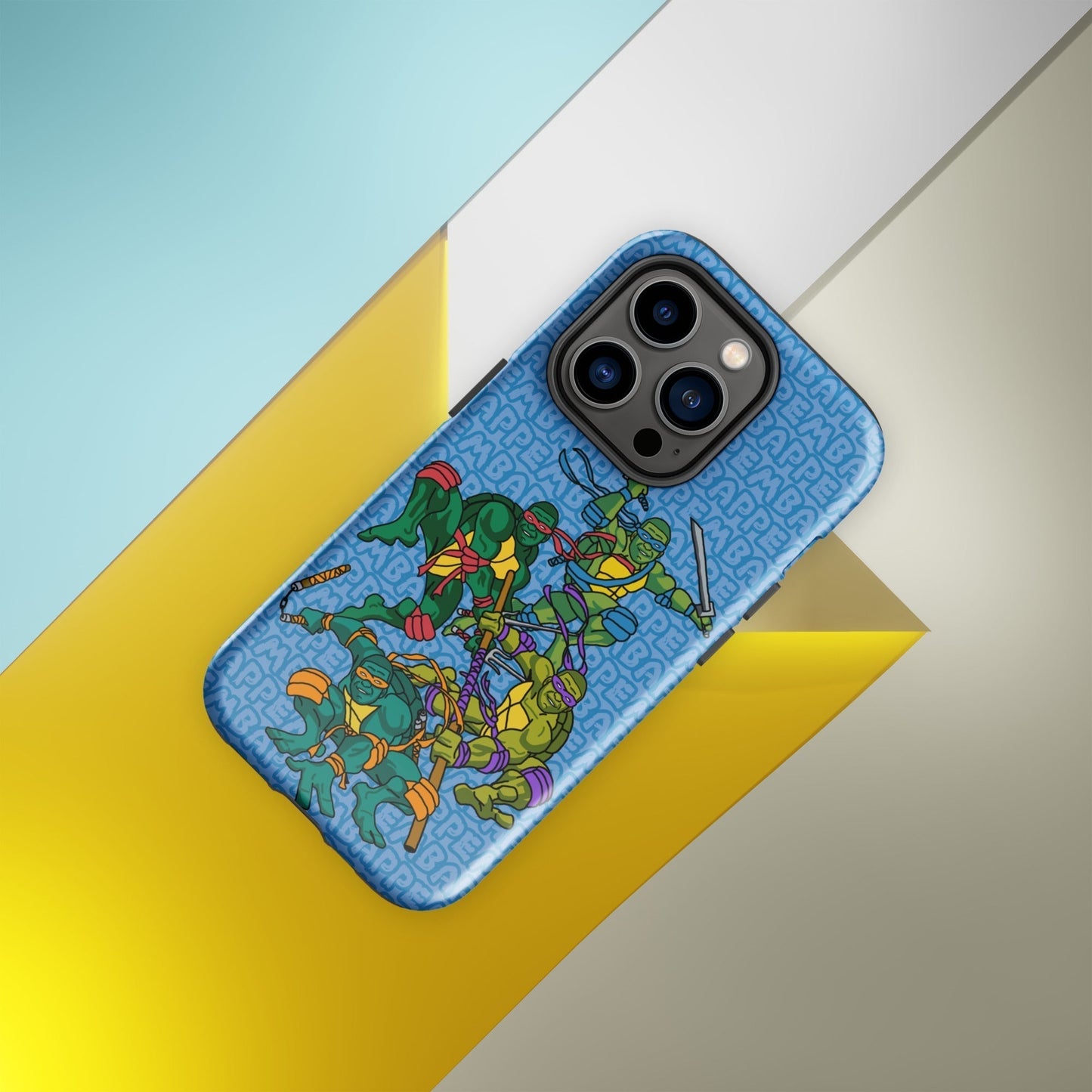Kylian Mbappe Ninja Turtles funny football/ soccer meme Tough Case for iPhone® blue Glossy iPhone 14 Pro Mobile Phone Cases Football Kylian Mbappe Ninja Turtles PSG Real Madrid Next Cult Brand