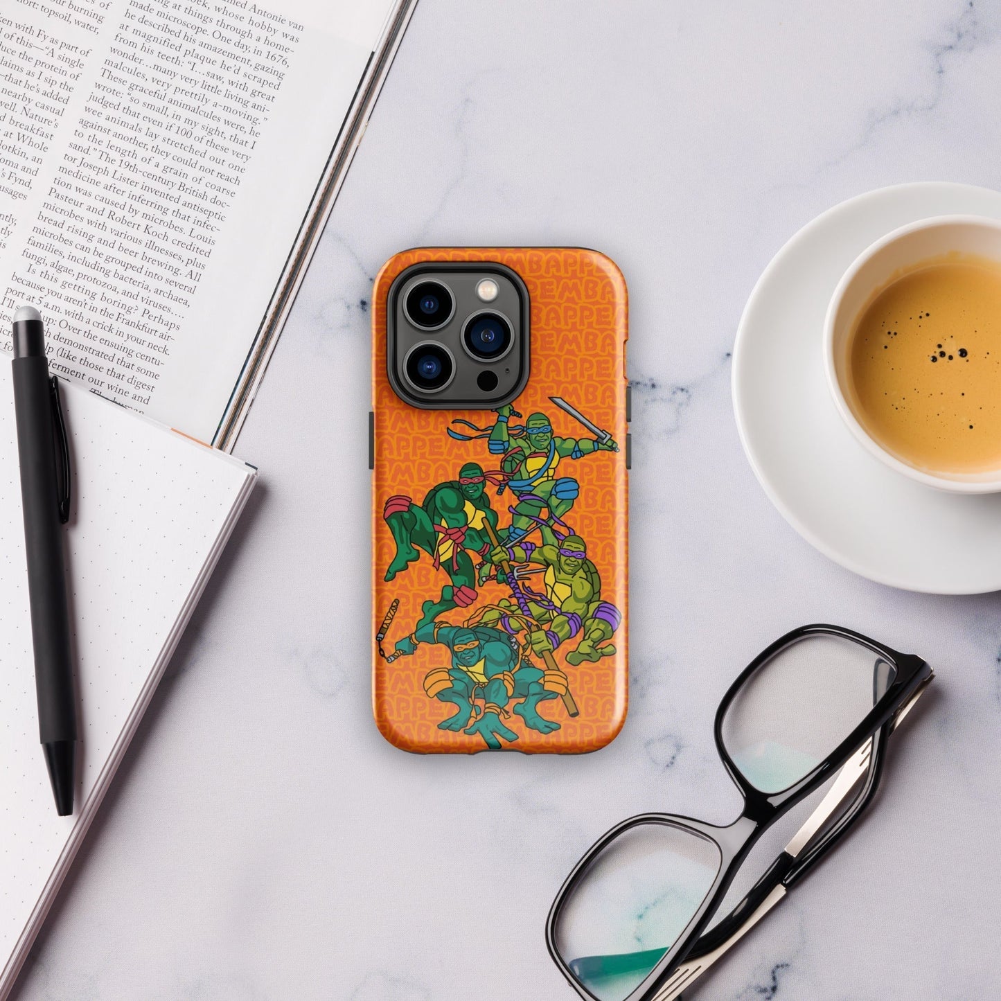 Kylian Mbappe Ninja Turtles funny football/ soccer meme Tough Case for iPhone® orange Glossy iPhone 14 Pro Mobile Phone Cases Football Kylian Mbappe Ninja Turtles PSG Real Madrid Next Cult Brand