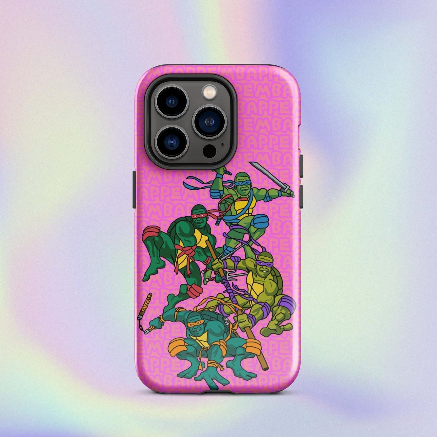 Kylian Mbappe Ninja Turtles funny football/ soccer meme Tough Case for iPhone® pink Glossy iPhone 14 Pro Mobile Phone Cases Football Kylian Mbappe Ninja Turtles PSG Real Madrid Next Cult Brand