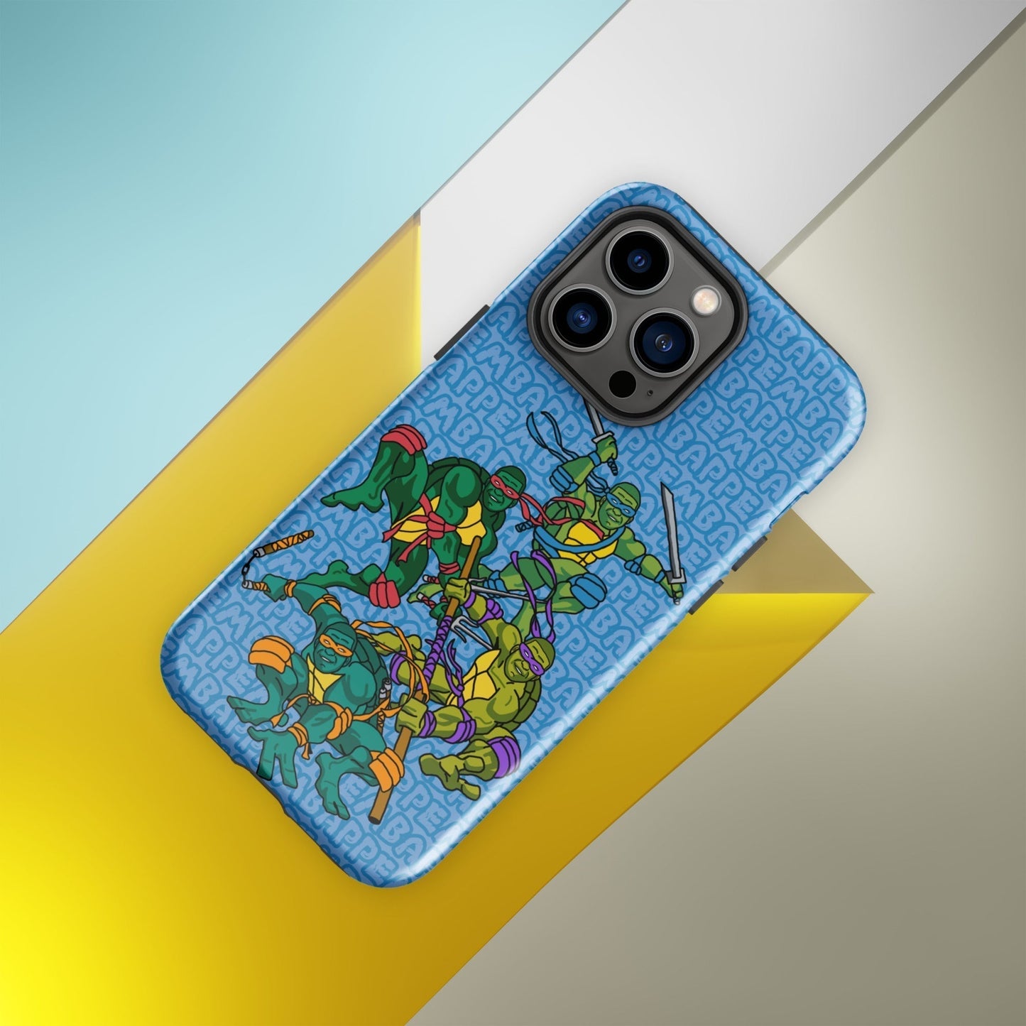 Kylian Mbappe Ninja Turtles funny football/ soccer meme Tough Case for iPhone® blue Glossy iPhone 14 Pro Max Mobile Phone Cases Football Kylian Mbappe Ninja Turtles PSG Real Madrid Next Cult Brand