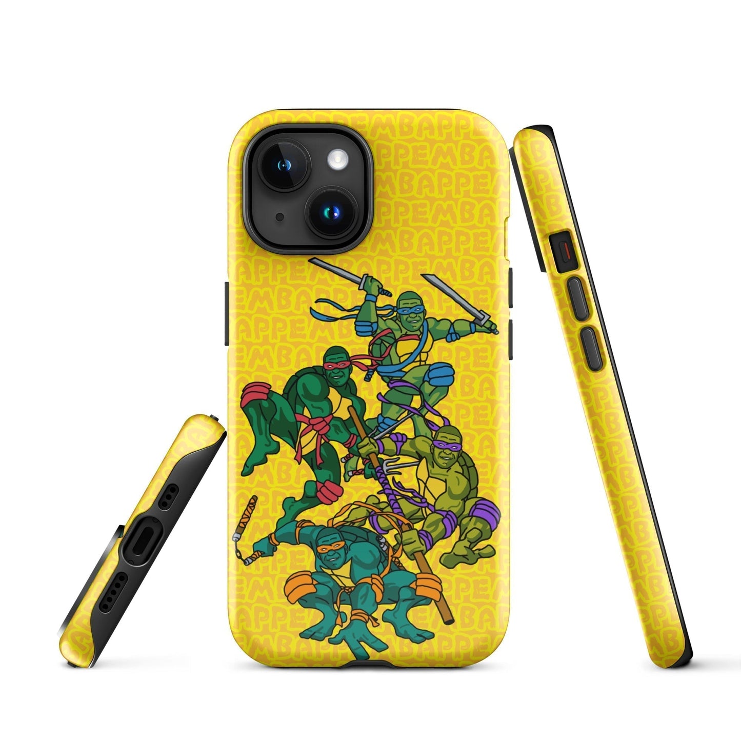 Kylian Mbappe Ninja Turtles funny football/ soccer meme Tough Case for iPhone® yellow Glossy iPhone 15 Mobile Phone Cases Football Kylian Mbappe Ninja Turtles PSG Real Madrid Next Cult Brand