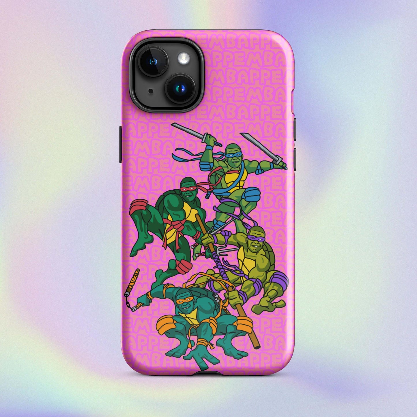 Kylian Mbappe Ninja Turtles funny football/ soccer meme Tough Case for iPhone® pink Glossy iPhone 15 Plus Mobile Phone Cases Football Kylian Mbappe Ninja Turtles PSG Real Madrid Next Cult Brand