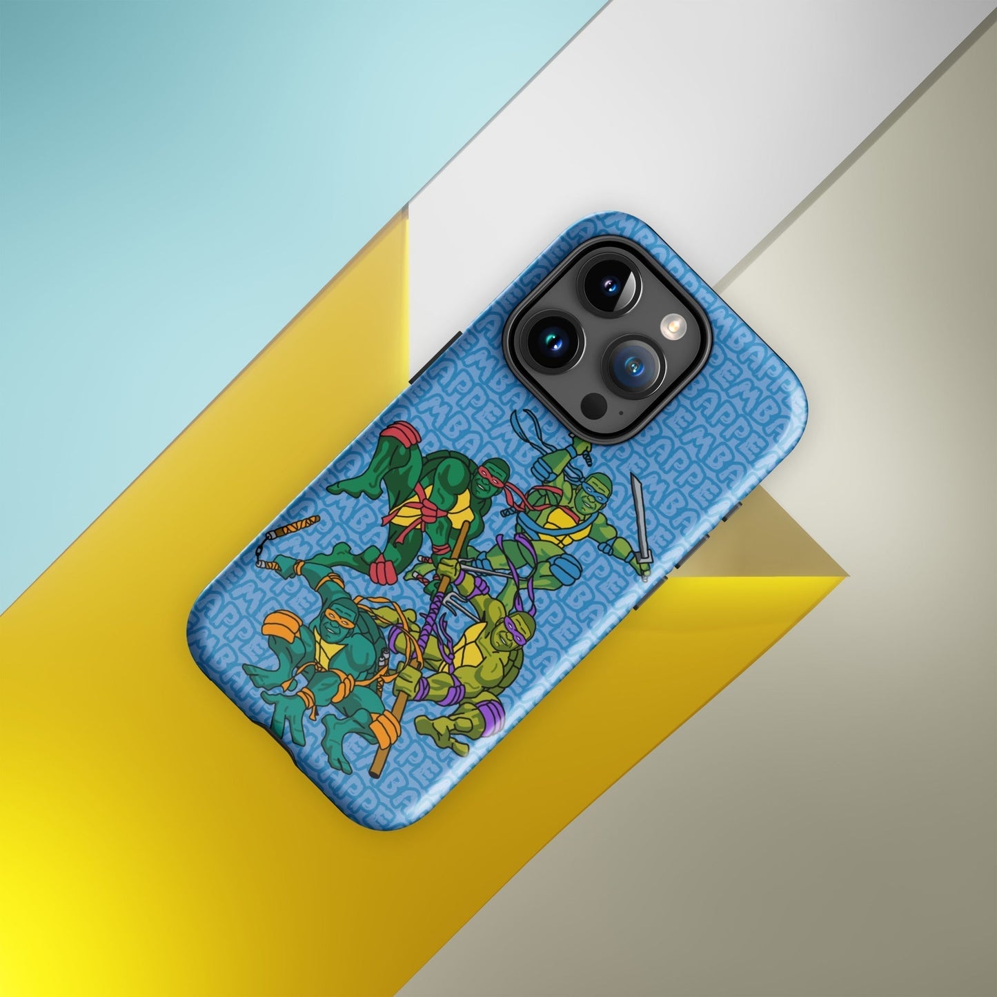 Kylian Mbappe Ninja Turtles funny football/ soccer meme Tough Case for iPhone® blue Glossy iPhone 15 Pro Mobile Phone Cases Football Kylian Mbappe Ninja Turtles PSG Real Madrid Next Cult Brand