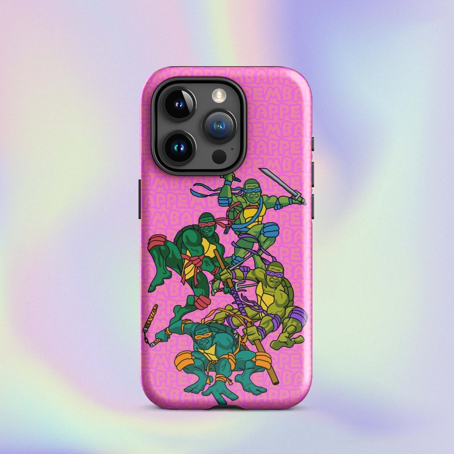 Kylian Mbappe Ninja Turtles funny football/ soccer meme Tough Case for iPhone® pink Glossy iPhone 15 Pro Mobile Phone Cases Football Kylian Mbappe Ninja Turtles PSG Real Madrid Next Cult Brand
