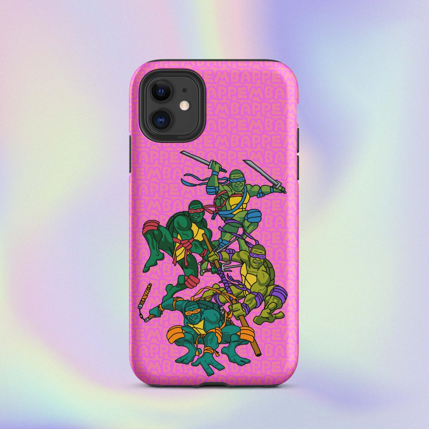 Kylian Mbappe Ninja Turtles funny football/ soccer meme Tough Case for iPhone® pink Matte iPhone 11 Mobile Phone Cases Football Kylian Mbappe Ninja Turtles PSG Real Madrid Next Cult Brand