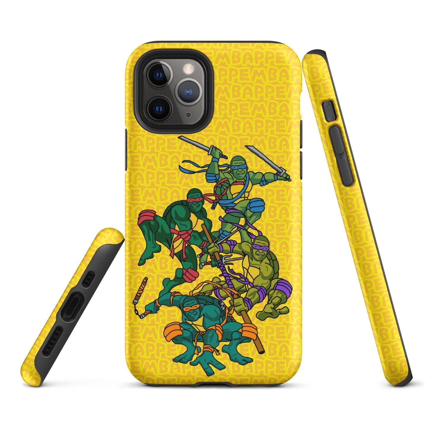 Kylian Mbappe Ninja Turtles funny football/ soccer meme Tough Case for iPhone® yellow Matte iPhone 11 Pro Mobile Phone Cases Football Kylian Mbappe Ninja Turtles PSG Real Madrid Next Cult Brand