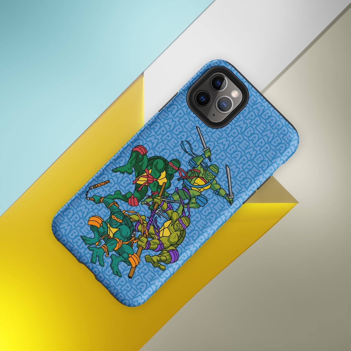 Kylian Mbappe Ninja Turtles funny football/ soccer meme Tough Case for iPhone® blue Matte iPhone 11 Pro Max Mobile Phone Cases Football Kylian Mbappe Ninja Turtles PSG Real Madrid Next Cult Brand