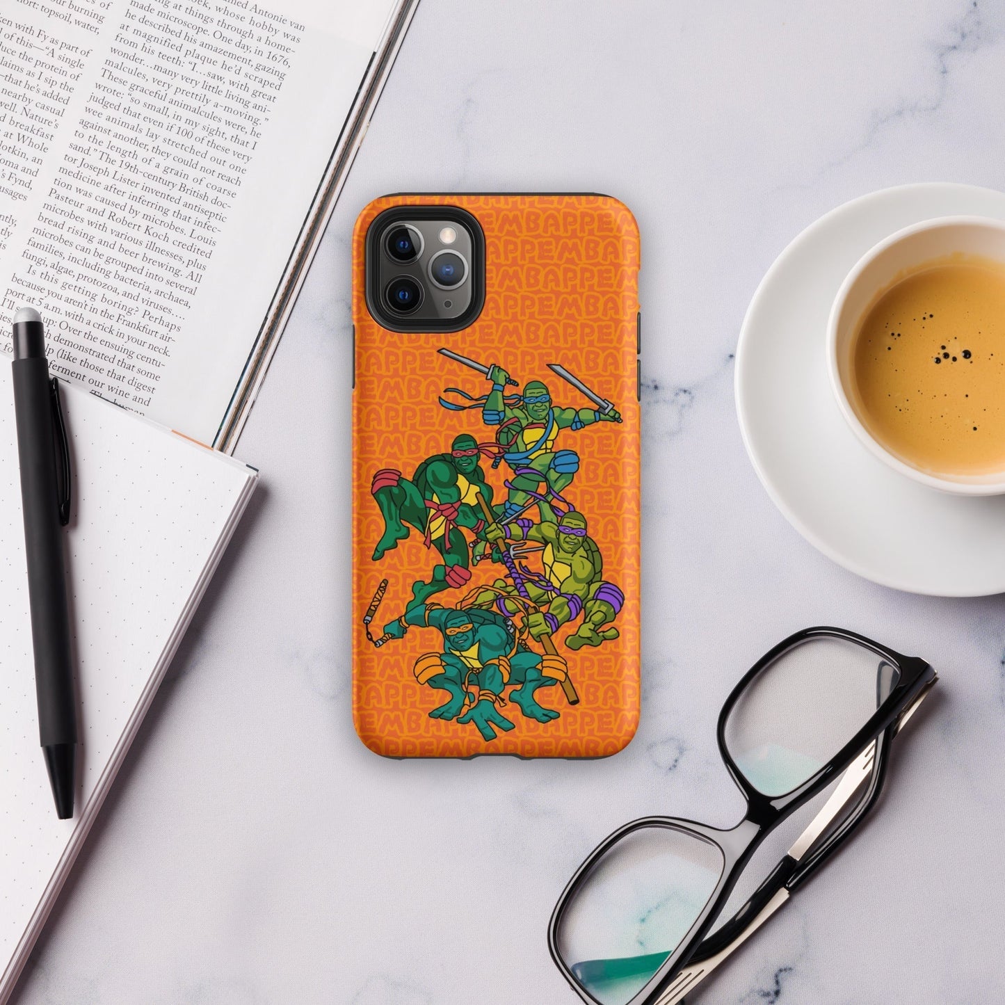 Kylian Mbappe Ninja Turtles funny football/ soccer meme Tough Case for iPhone® orange Matte iPhone 11 Pro Max Mobile Phone Cases Football Kylian Mbappe Ninja Turtles PSG Real Madrid Next Cult Brand