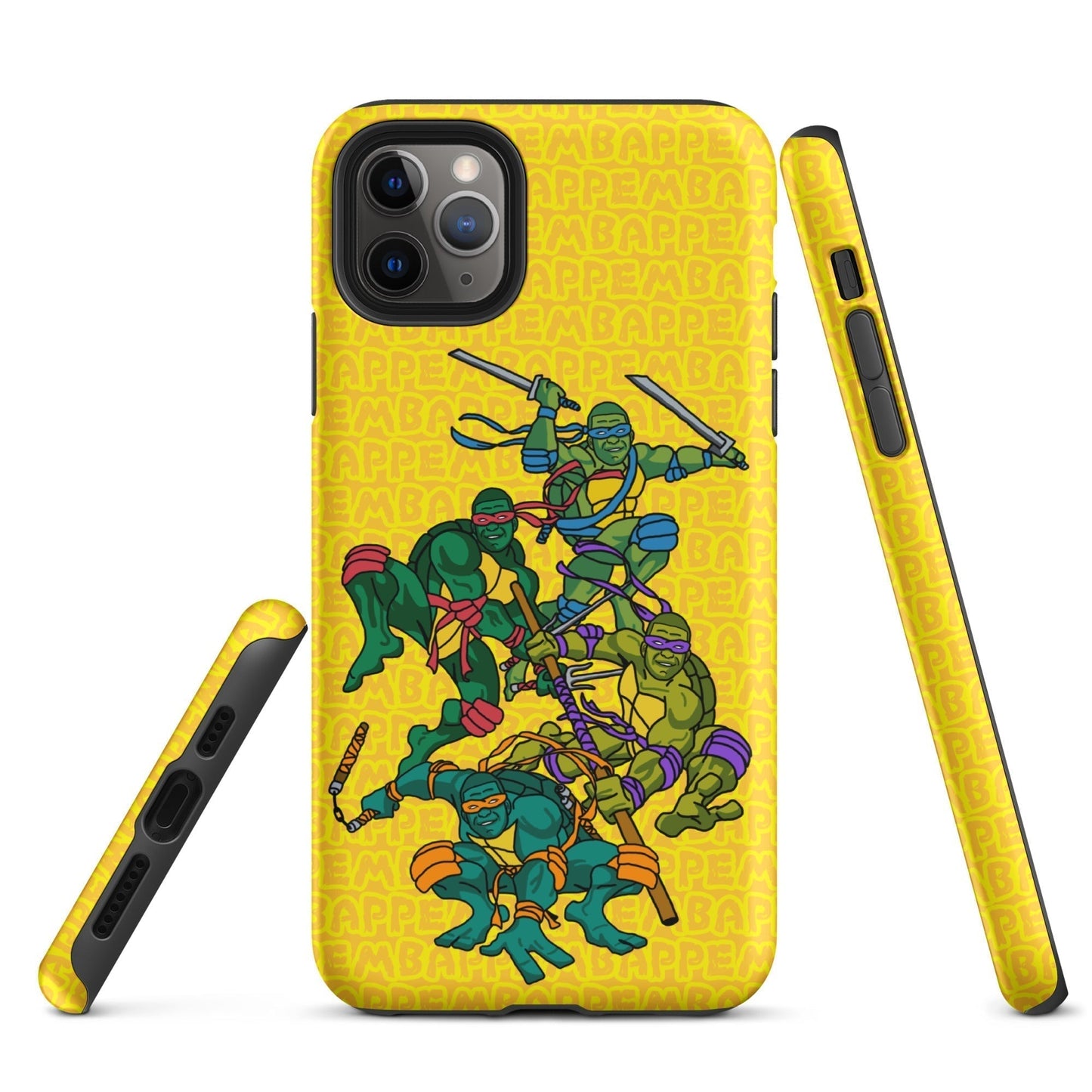 Kylian Mbappe Ninja Turtles funny football/ soccer meme Tough Case for iPhone® yellow Matte iPhone 11 Pro Max Mobile Phone Cases Football Kylian Mbappe Ninja Turtles PSG Real Madrid Next Cult Brand