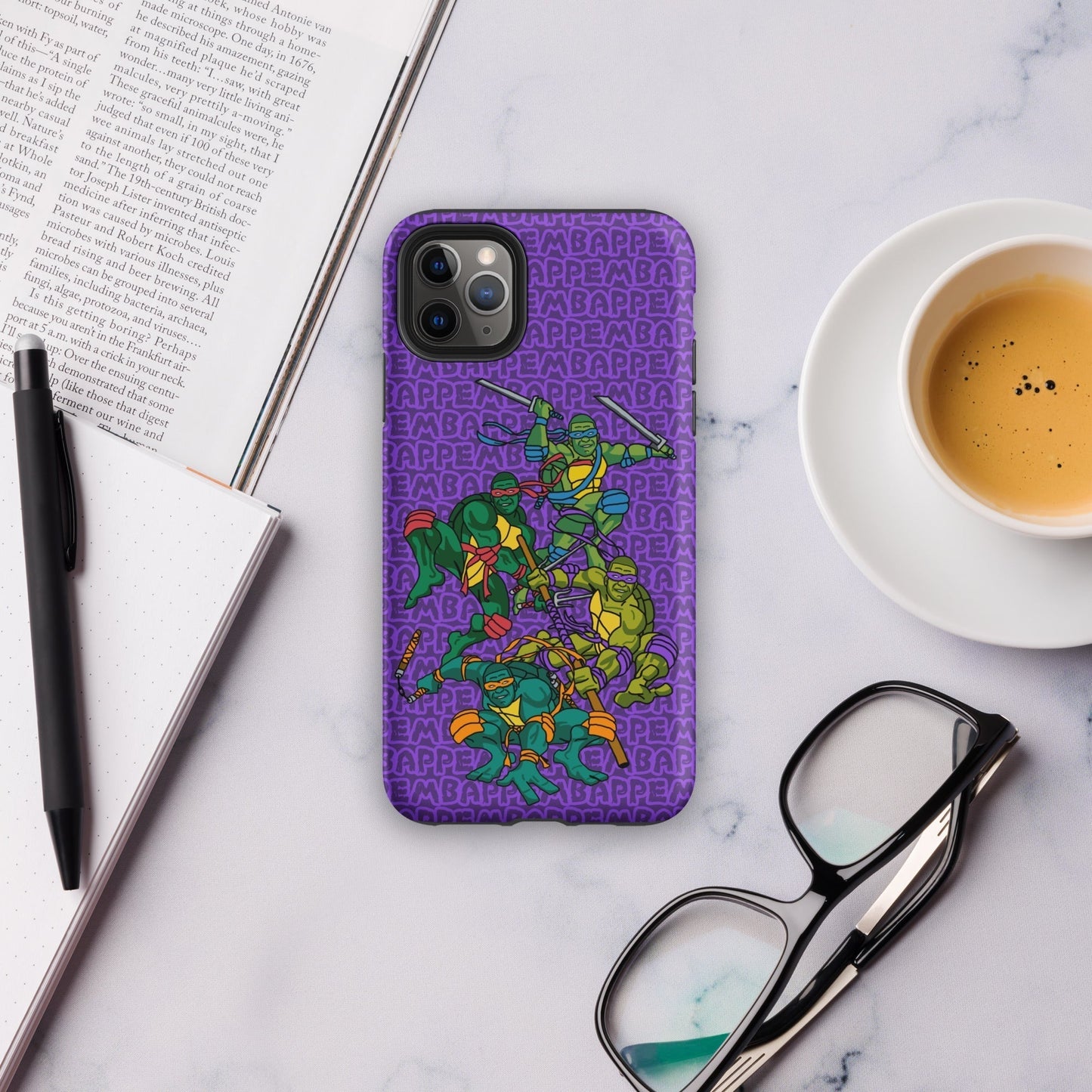 Kylian Mbappe Ninja Turtles funny football/ soccer meme Tough Case for iPhone® purple Matte iPhone 11 Pro Max Mobile Phone Cases Football Kylian Mbappe Ninja Turtles PSG Real Madrid Next Cult Brand