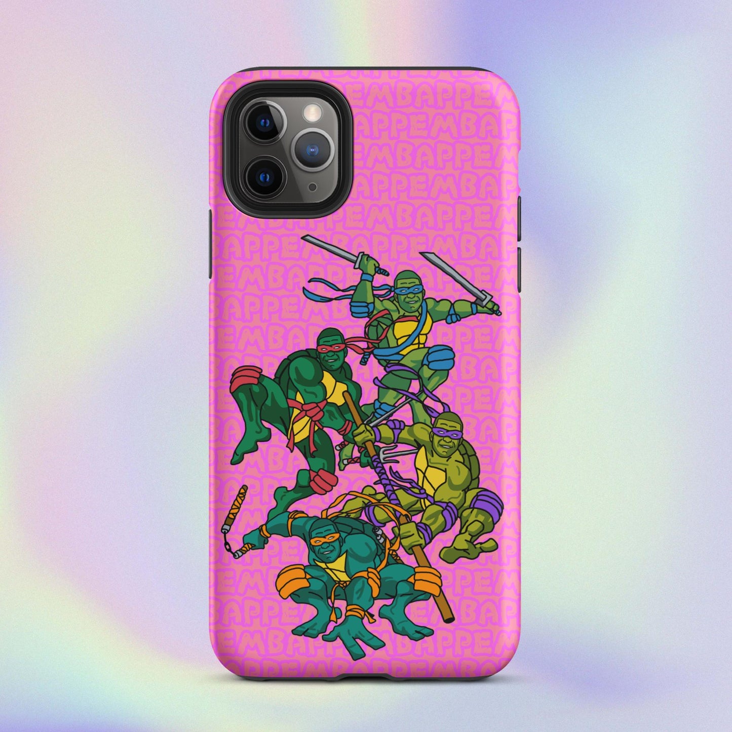 Kylian Mbappe Ninja Turtles funny football/ soccer meme Tough Case for iPhone® pink Matte iPhone 11 Pro Max Mobile Phone Cases Football Kylian Mbappe Ninja Turtles PSG Real Madrid Next Cult Brand