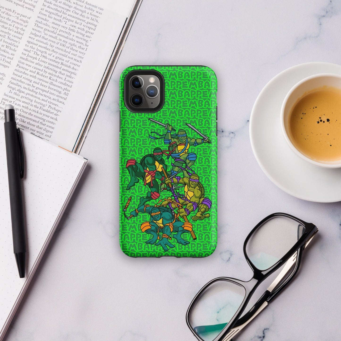 Kylian Mbappe Ninja Turtles funny football/ soccer meme Tough Case for iPhone® green Matte iPhone 11 Pro Max Mobile Phone Cases Football Kylian Mbappe Ninja Turtles PSG Real Madrid Next Cult Brand