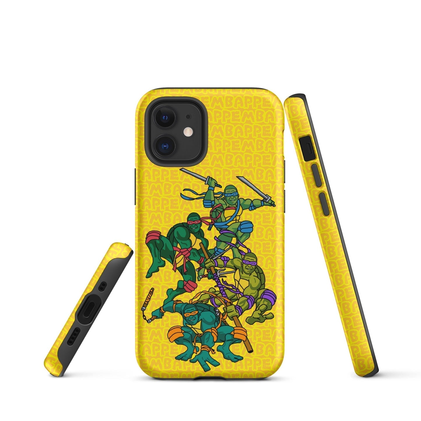 Kylian Mbappe Ninja Turtles funny football/ soccer meme Tough Case for iPhone® yellow Matte iPhone 12 mini Mobile Phone Cases Football Kylian Mbappe Ninja Turtles PSG Real Madrid Next Cult Brand