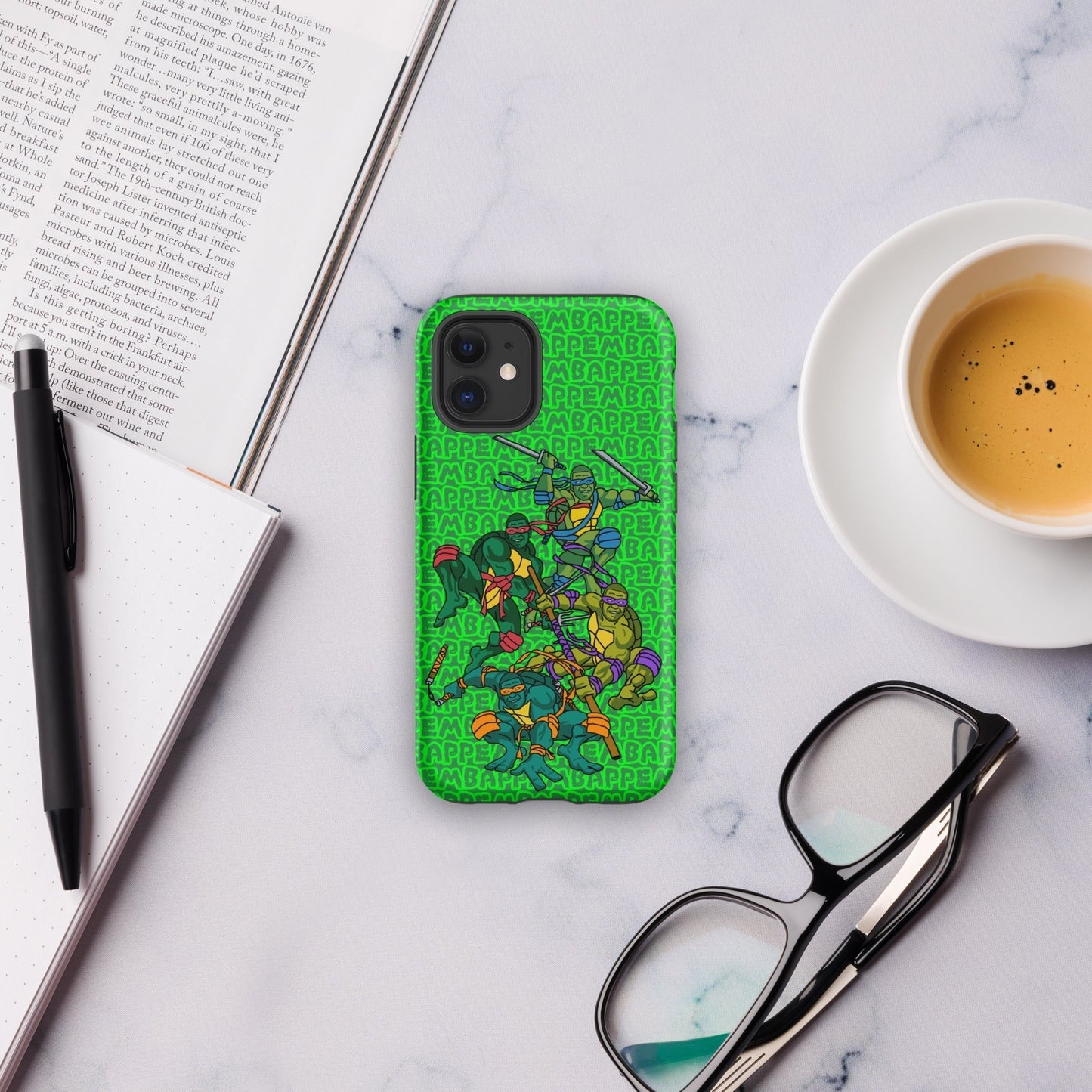 Kylian Mbappe Ninja Turtles funny football/ soccer meme Tough Case for iPhone® green Matte iPhone 12 mini Mobile Phone Cases Football Kylian Mbappe Ninja Turtles PSG Real Madrid Next Cult Brand