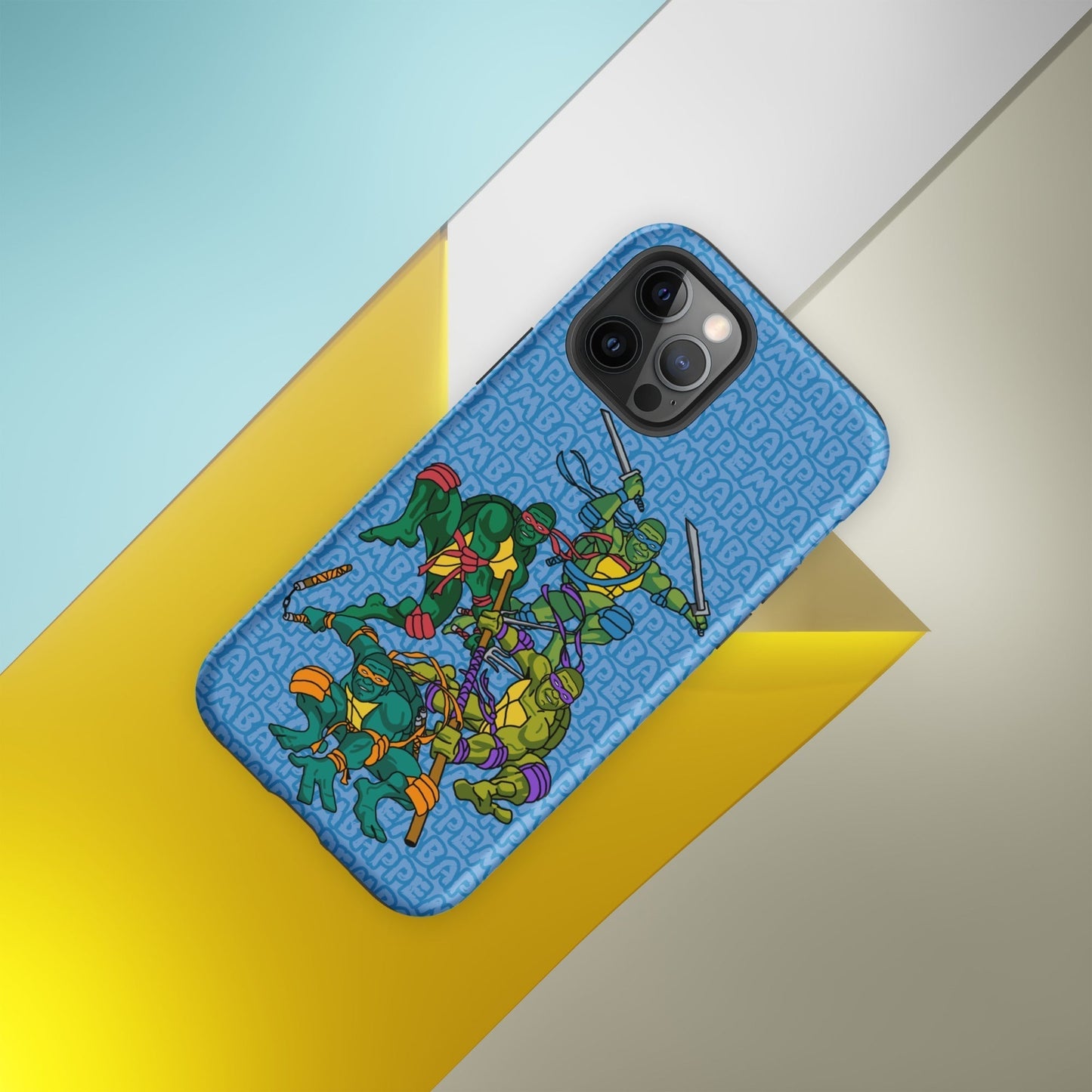 Kylian Mbappe Ninja Turtles funny football/ soccer meme Tough Case for iPhone® blue Matte iPhone 12 Pro Mobile Phone Cases Football Kylian Mbappe Ninja Turtles PSG Real Madrid Next Cult Brand