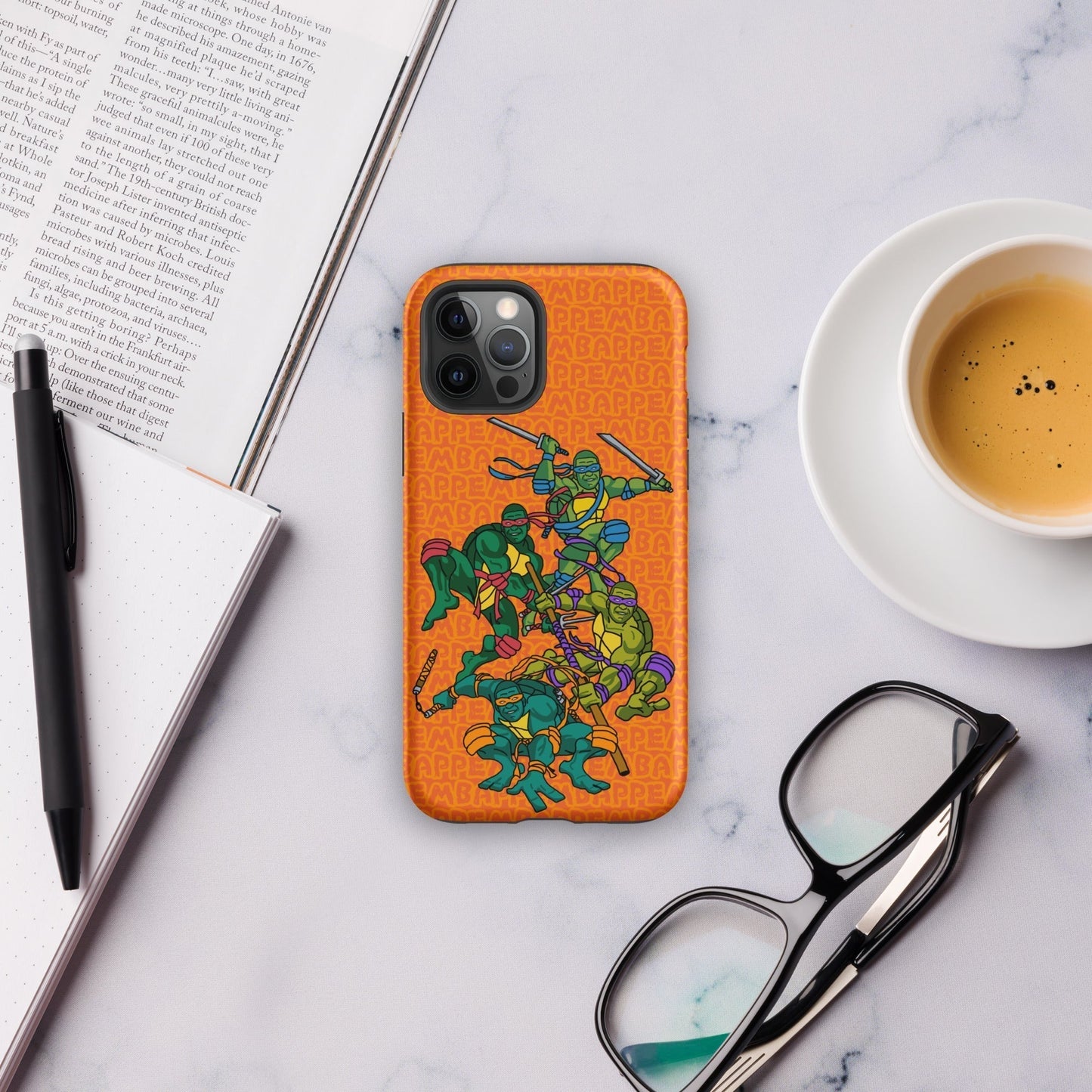 Kylian Mbappe Ninja Turtles funny football/ soccer meme Tough Case for iPhone® orange Matte iPhone 12 Pro Mobile Phone Cases Football Kylian Mbappe Ninja Turtles PSG Real Madrid Next Cult Brand