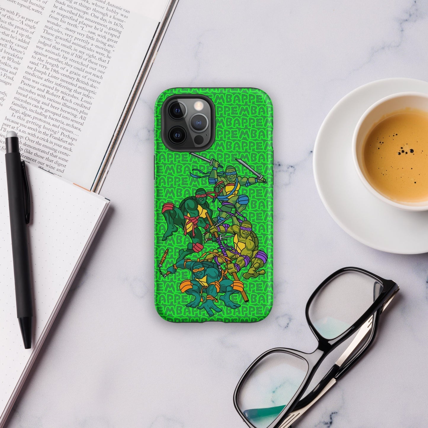 Kylian Mbappe Ninja Turtles funny football/ soccer meme Tough Case for iPhone® green Matte iPhone 12 Pro Max Mobile Phone Cases Football Kylian Mbappe Ninja Turtles PSG Real Madrid Next Cult Brand