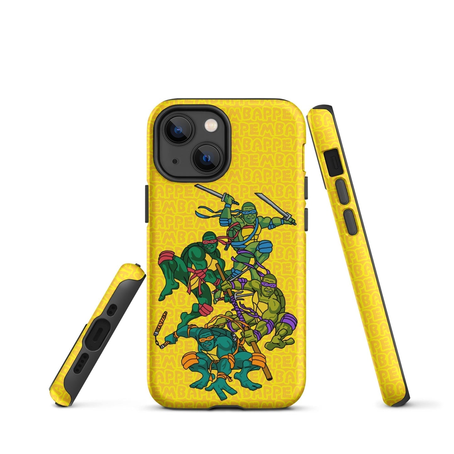 Kylian Mbappe Ninja Turtles funny football/ soccer meme Tough Case for iPhone® yellow Matte iPhone 13 mini Mobile Phone Cases Football Kylian Mbappe Ninja Turtles PSG Real Madrid Next Cult Brand