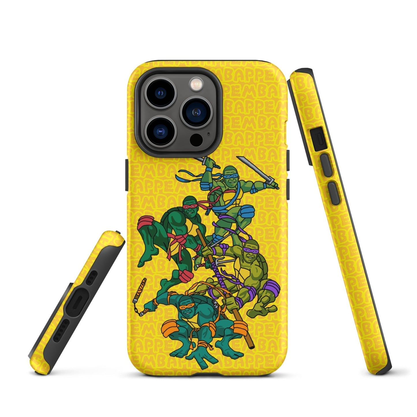 Kylian Mbappe Ninja Turtles funny football/ soccer meme Tough Case for iPhone® yellow Matte iPhone 13 Pro Mobile Phone Cases Football Kylian Mbappe Ninja Turtles PSG Real Madrid Next Cult Brand