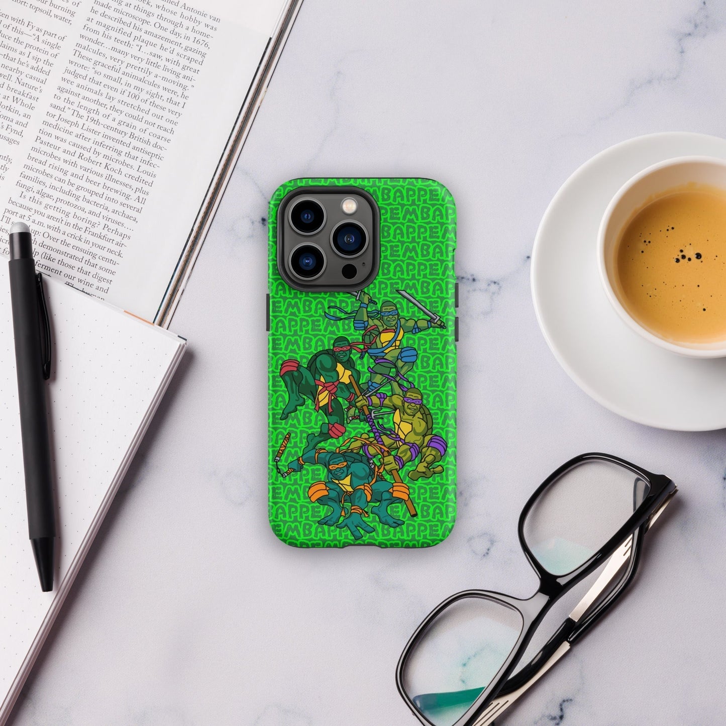 Kylian Mbappe Ninja Turtles funny football/ soccer meme Tough Case for iPhone® green Matte iPhone 13 Pro Mobile Phone Cases Football Kylian Mbappe Ninja Turtles PSG Real Madrid Next Cult Brand