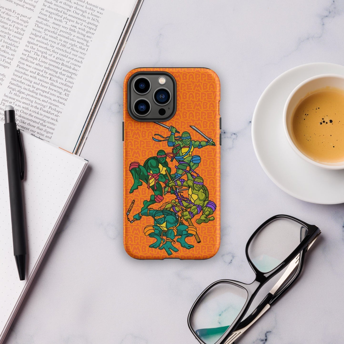 Kylian Mbappe Ninja Turtles funny football/ soccer meme Tough Case for iPhone® orange Matte iPhone 13 Pro Max Mobile Phone Cases Football Kylian Mbappe Ninja Turtles PSG Real Madrid Next Cult Brand