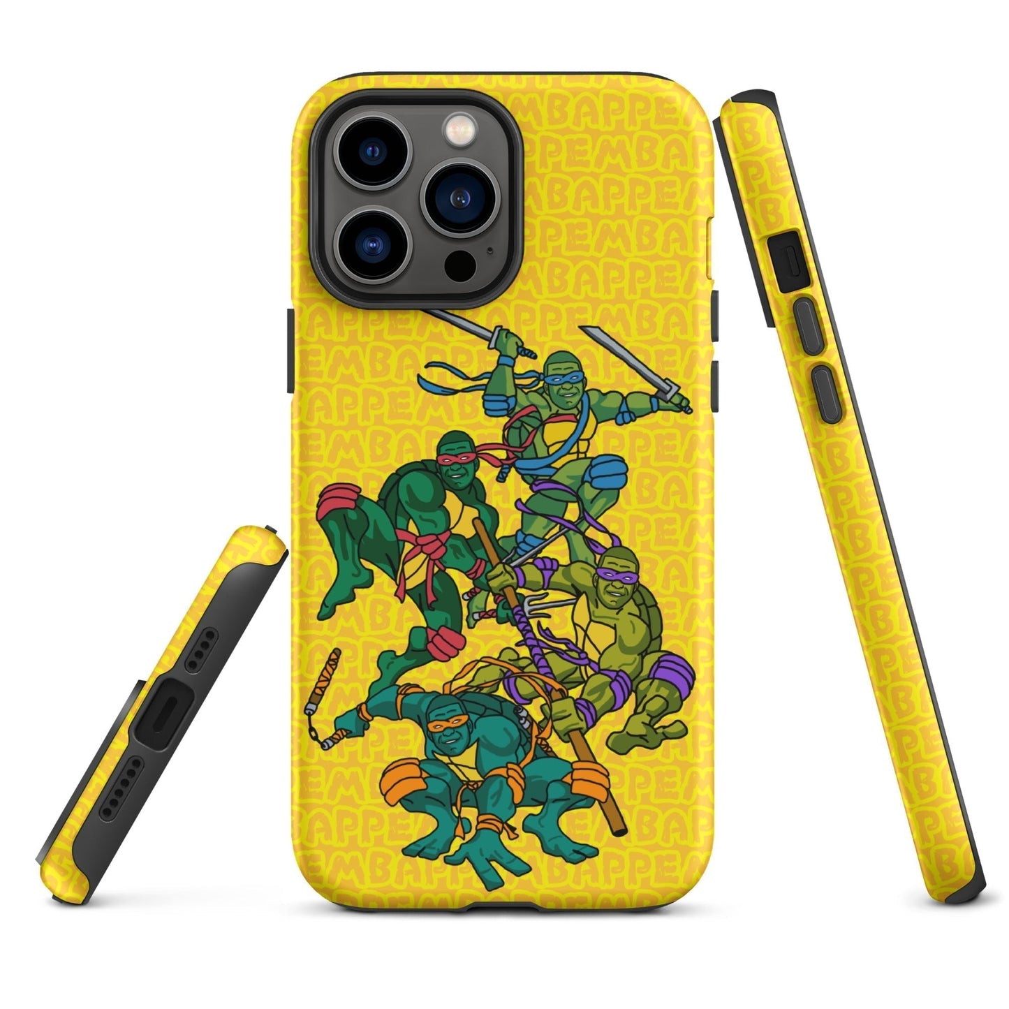 Kylian Mbappe Ninja Turtles funny football/ soccer meme Tough Case for iPhone® yellow Matte iPhone 13 Pro Max Mobile Phone Cases Football Kylian Mbappe Ninja Turtles PSG Real Madrid Next Cult Brand