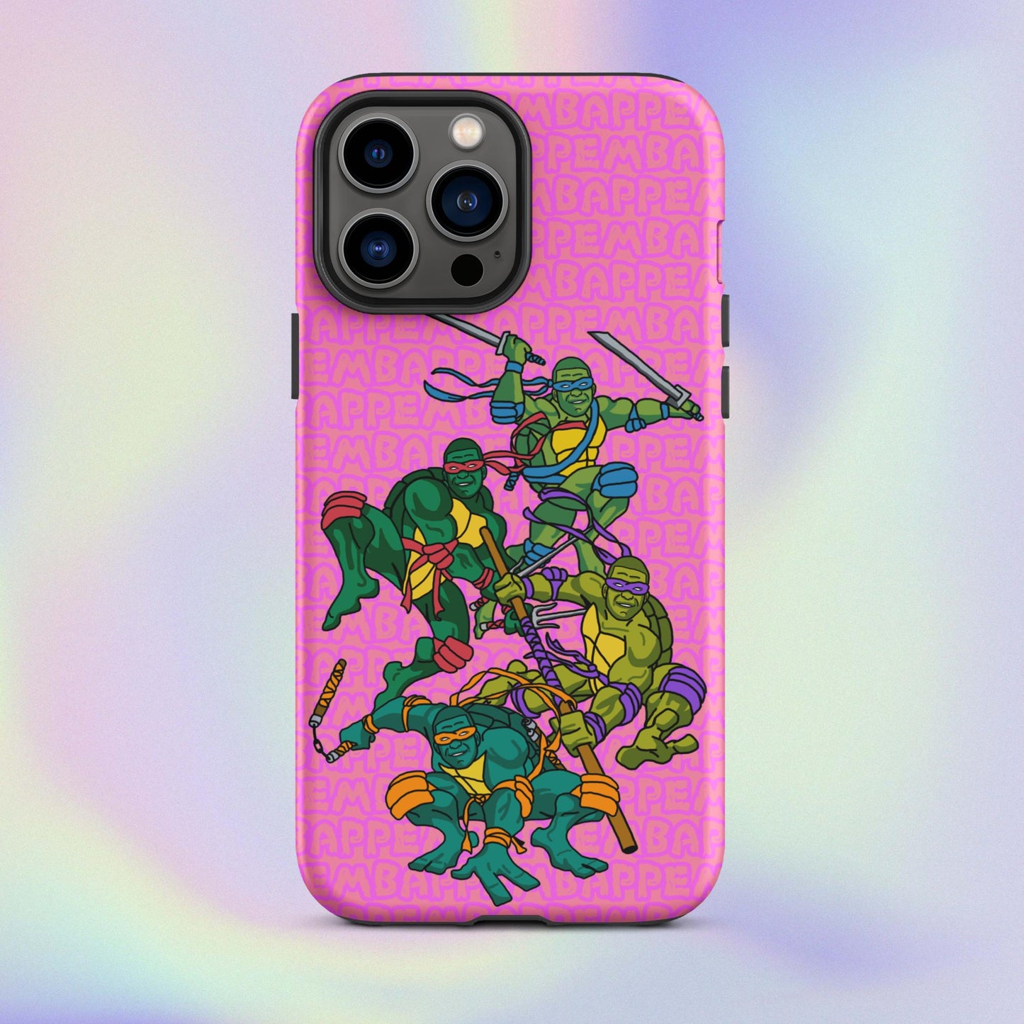 Kylian Mbappe Ninja Turtles funny football/ soccer meme Tough Case for iPhone® pink Matte iPhone 13 Pro Max Mobile Phone Cases Football Kylian Mbappe Ninja Turtles PSG Real Madrid Next Cult Brand