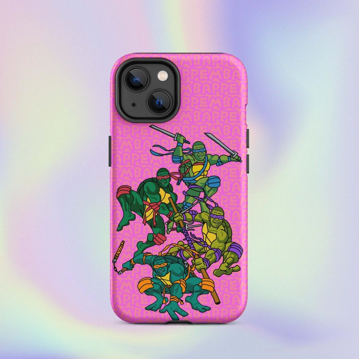 Kylian Mbappe Ninja Turtles funny football/ soccer meme Tough Case for iPhone® pink Matte iPhone 14 Mobile Phone Cases Football Kylian Mbappe Ninja Turtles PSG Real Madrid Next Cult Brand