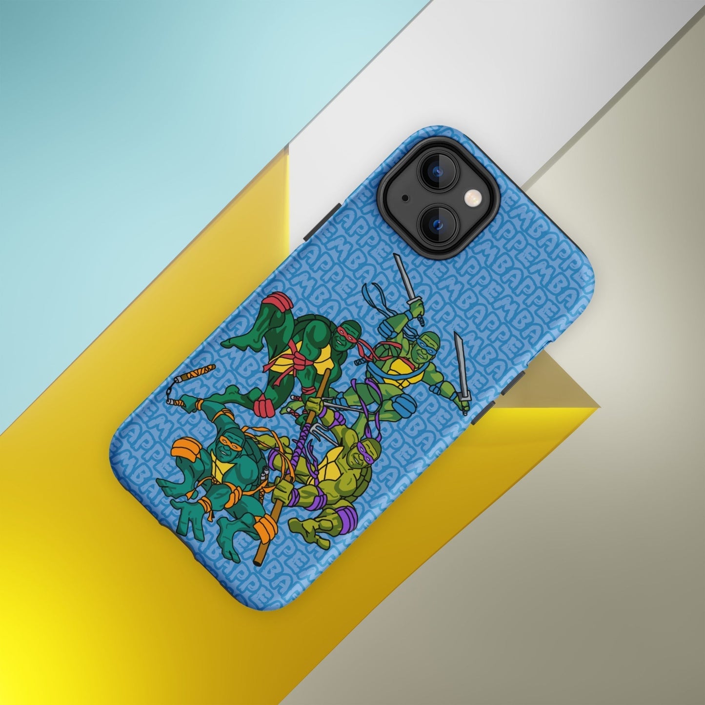 Kylian Mbappe Ninja Turtles funny football/ soccer meme Tough Case for iPhone® blue Matte iPhone 14 Plus Mobile Phone Cases Football Kylian Mbappe Ninja Turtles PSG Real Madrid Next Cult Brand