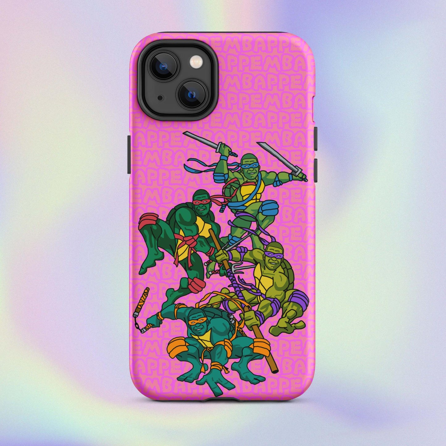 Kylian Mbappe Ninja Turtles funny football/ soccer meme Tough Case for iPhone® pink Matte iPhone 14 Plus Mobile Phone Cases Football Kylian Mbappe Ninja Turtles PSG Real Madrid Next Cult Brand