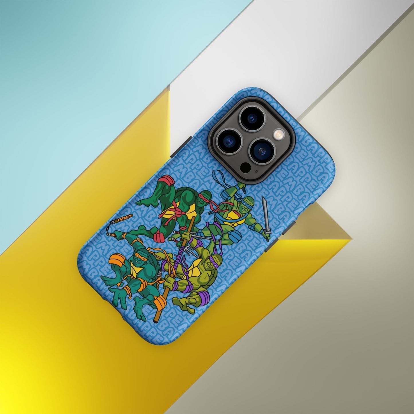 Kylian Mbappe Ninja Turtles funny football/ soccer meme Tough Case for iPhone® blue Matte iPhone 14 Pro Mobile Phone Cases Football Kylian Mbappe Ninja Turtles PSG Real Madrid Next Cult Brand