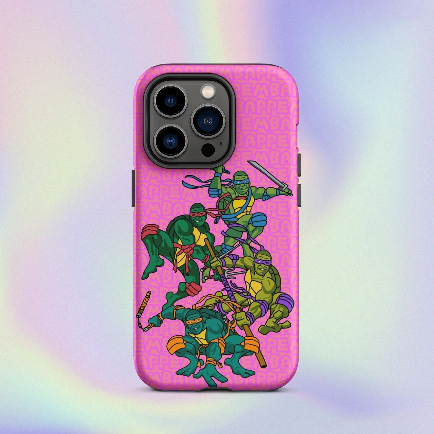 Kylian Mbappe Ninja Turtles funny football/ soccer meme Tough Case for iPhone® pink Matte iPhone 14 Pro Mobile Phone Cases Football Kylian Mbappe Ninja Turtles PSG Real Madrid Next Cult Brand
