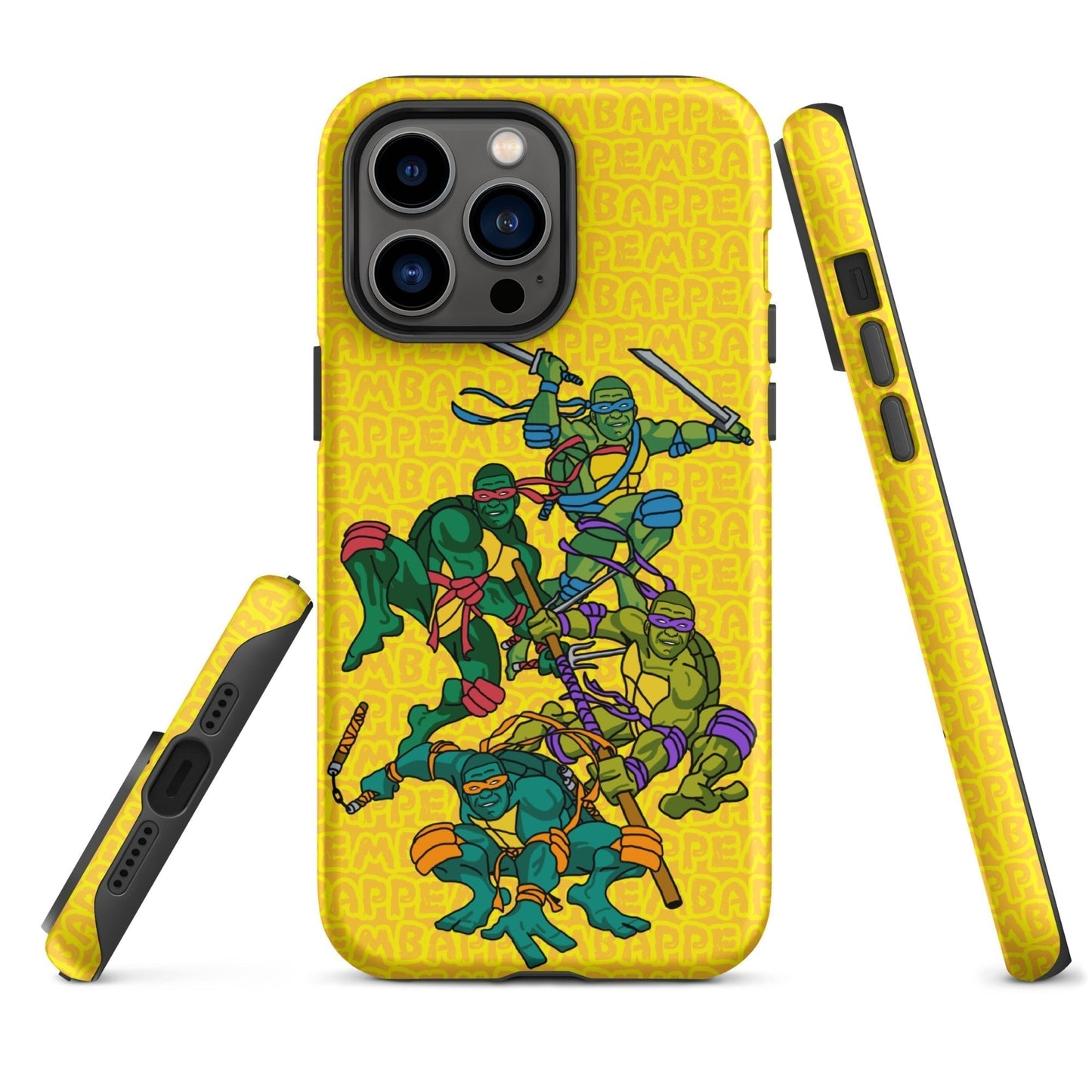 Kylian Mbappe Ninja Turtles funny football/ soccer meme Tough Case for iPhone® yellow Matte iPhone 14 Pro Max Mobile Phone Cases Football Kylian Mbappe Ninja Turtles PSG Real Madrid Next Cult Brand