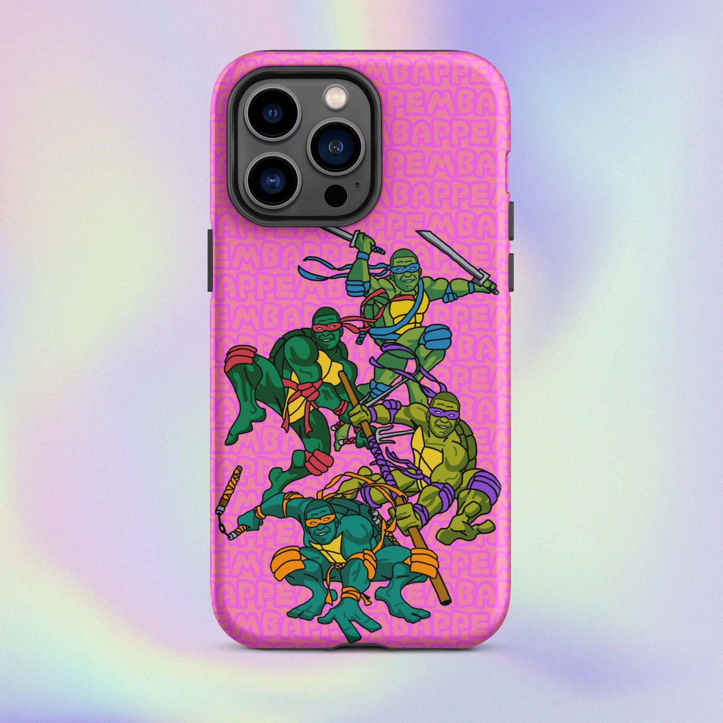 Kylian Mbappe Ninja Turtles funny football/ soccer meme Tough Case for iPhone® pink Matte iPhone 14 Pro Max Mobile Phone Cases Football Kylian Mbappe Ninja Turtles PSG Real Madrid Next Cult Brand