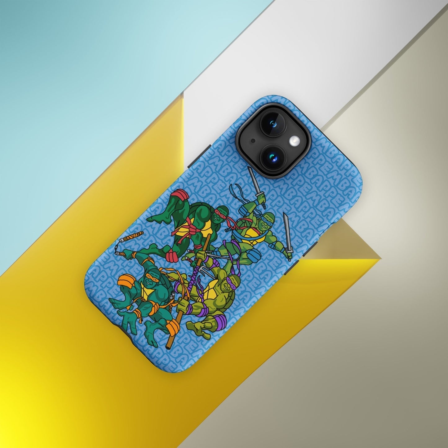 Kylian Mbappe Ninja Turtles funny football/ soccer meme Tough Case for iPhone® blue Matte iPhone 15 Mobile Phone Cases Football Kylian Mbappe Ninja Turtles PSG Real Madrid Next Cult Brand