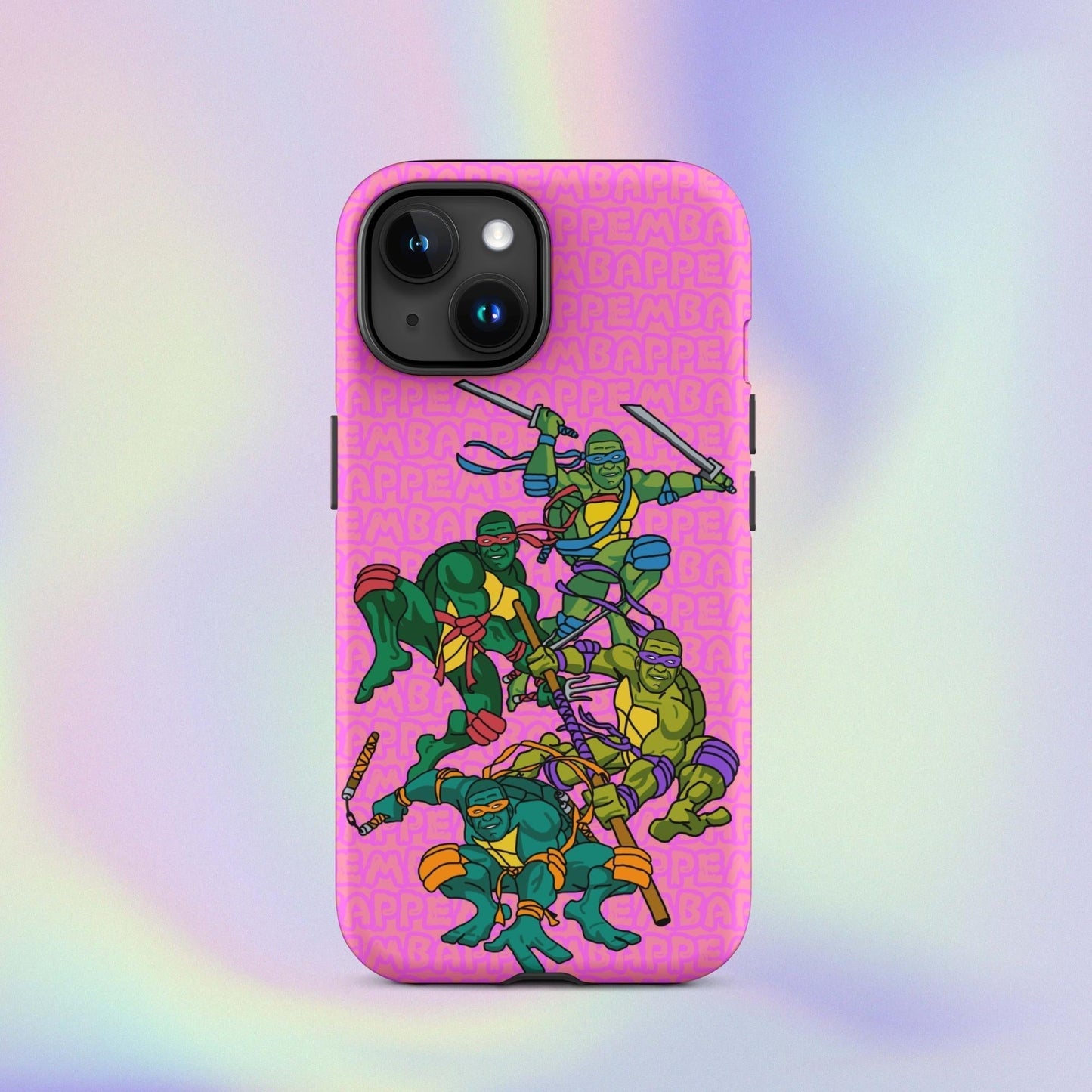 Kylian Mbappe Ninja Turtles funny football/ soccer meme Tough Case for iPhone® pink Matte iPhone 15 Mobile Phone Cases Football Kylian Mbappe Ninja Turtles PSG Real Madrid Next Cult Brand